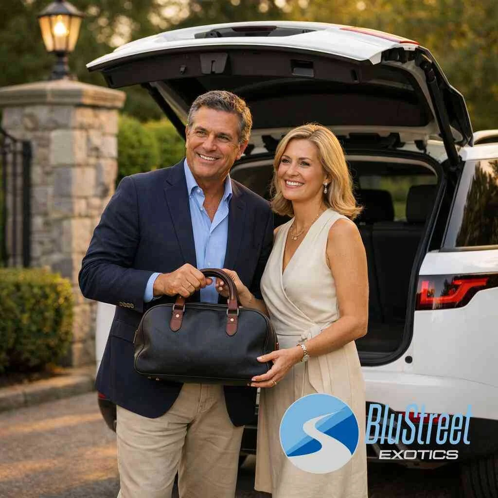 2) Chauffeur-style estate transport for hosts, family members, and special guests — BluStreet Exotic Car Rentals